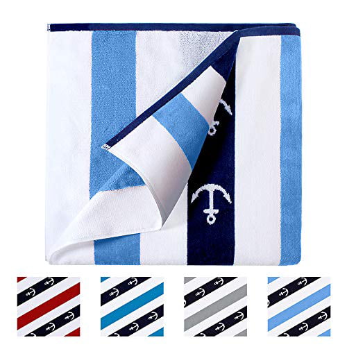 35 x 70 Inch Extra Large Velour Pool Towel Plush Cotton Bath Towels for Kids/Children/Adults Soft Absorbent Fluffy Jacquard Beach Towel Teqqo Luxury Oversized Beach Towel Blue