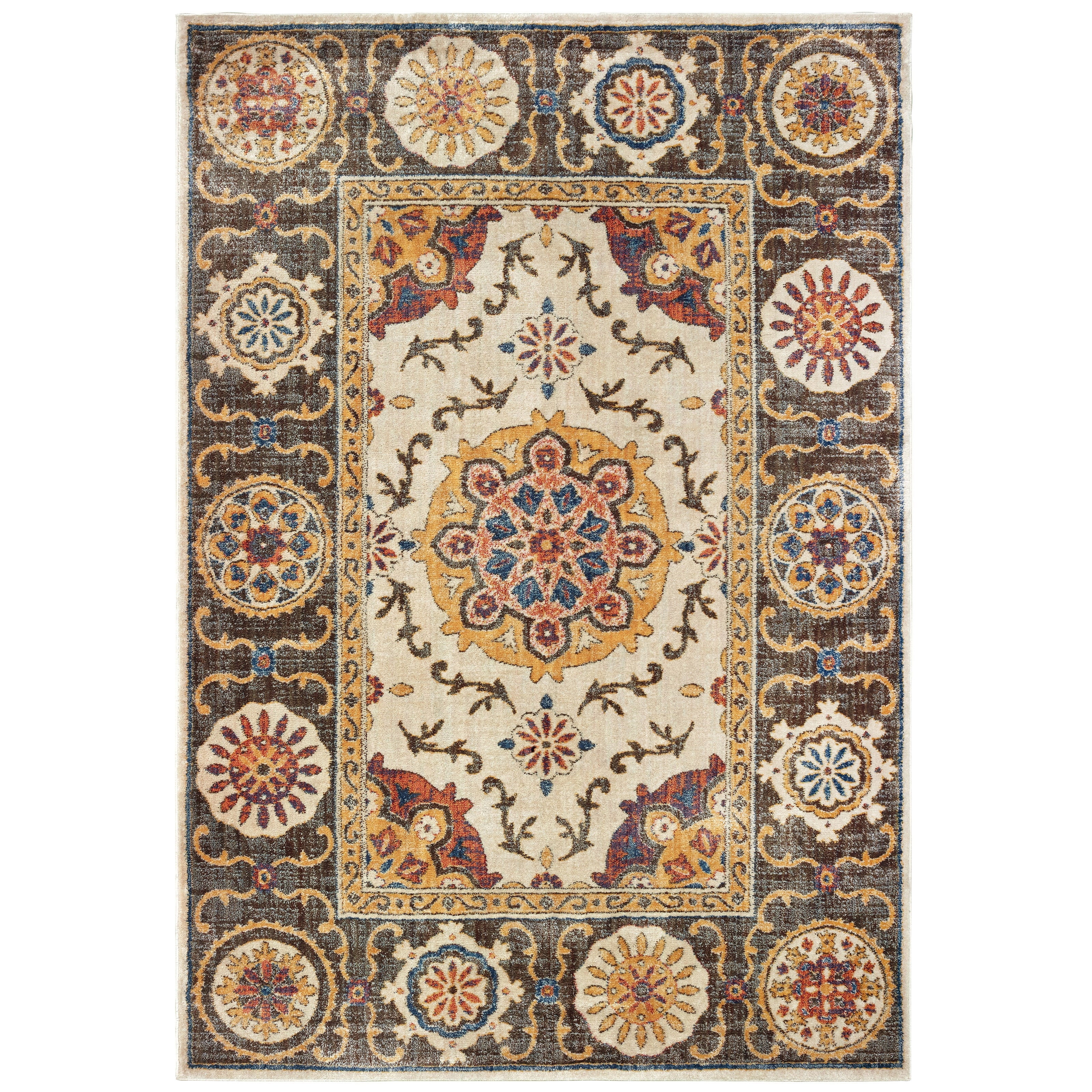 Style Haven Bohemian Tribal Medallions Ivory/ Brown Area Rug Walmart