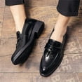 thumbnail image 6 of Men's Leather Tassels Slip-On Loafers Classic Penny Flats Smoking Loafers for Business Casual Dress Prom Party, 6 of 7