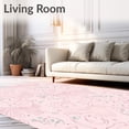 thumbnail image 2 of ODIKA 5'x7' Machine Washable Non-Slip Area Rug, Celestial Macaron Dreamscape with Frosted Tulle Swirls and Starlit Confetti High Traffic Rug, Pink, 652291, 2 of 7