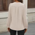 thumbnail image 6 of ATOYSOY Women's Relaxed Solid Color Pleated Blouses Long Sleeve Pullovers V Neck Shirts Fall Workout Comfy Casual Ruffle Elegant Loose Tops Trendy Beige S, 6 of 6