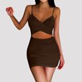 thumbnail image 2 of Vestido midi ajustado sexy para mujer: con aberturas, fruncido, poliéster-spandex, para discoteca/boda, tallas XS-L, 2 of 5