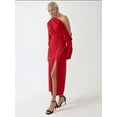 thumbnail image 4 of Asymmetrical Collar Bodycon Midi Dress with Slit, 4 of 5