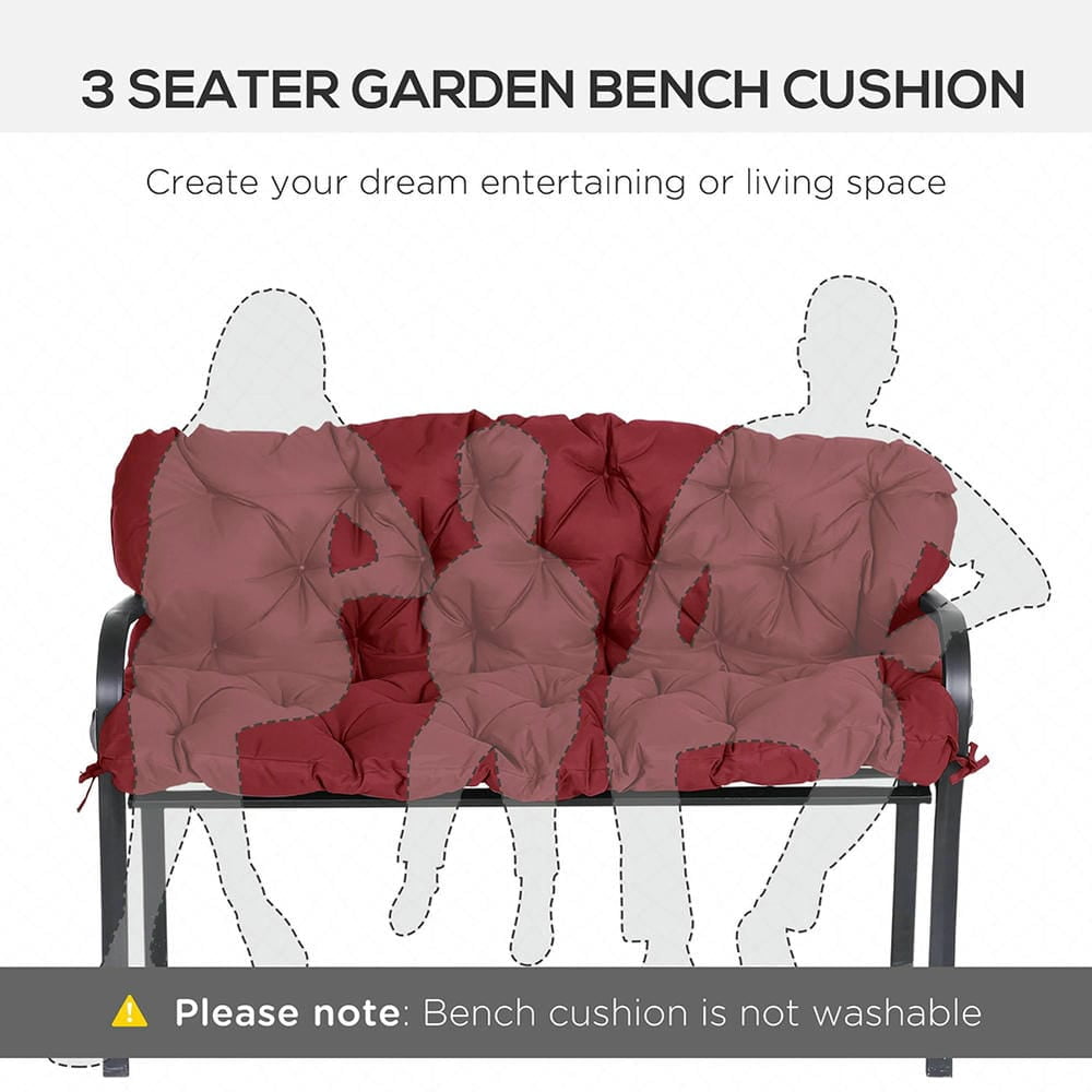 Topcobe 59" x 38" Tufted Bench Cushion for Outdoor Furniture, 3-Seater Replacement for Swing Chair, Patio Sofa/Couch, Patio Cushions for Outdoor Backyard Garden Porch, Wine Red