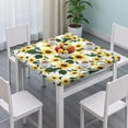 thumbnail image 3 of White Green Leaf Sunflower Pattern Square Fitted Tablecloth with Elastic Edge,Square Table Cover,Washable Elastic Table Cover for Home Kitchen Party Decor 34"x34", 3 of 6