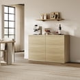 thumbnail image 2 of SICOTAS 33.7" Tall 3 Drawer Nightstand Dresser Set of 2, Modular Storage Cabinet, Modern Fluted Chest of Drawer with Slide Rails, Dresser TV Stand, End Table for Bedroom/Living Room, Natural Oak, 2 of 7