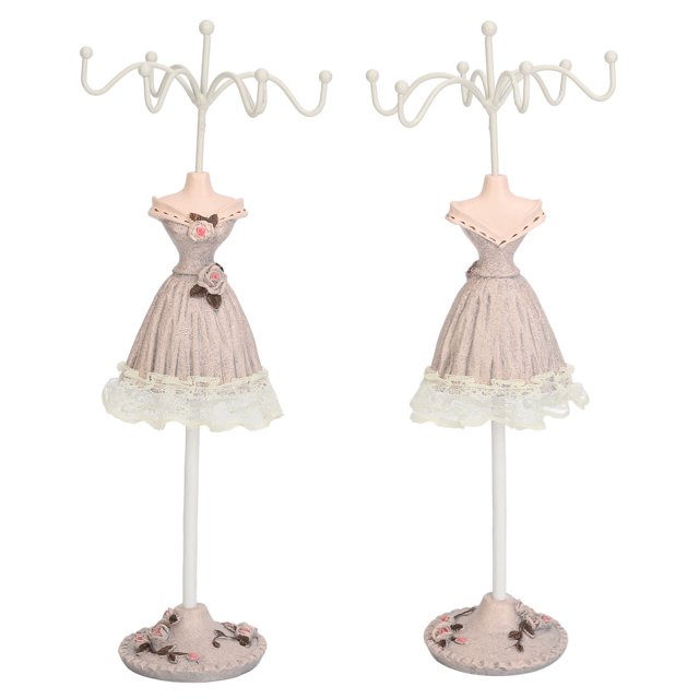 Mannequin Dress Jewelry Display Stand Model Dress Earring Necklace Ring Jewelry Holder Mannequin Stand Hanging Jewelry Tower Rack Jewelry Doll Holder for Necklace Earring Ring