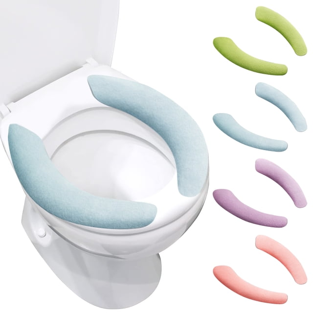 4 Pairs of Soft and Warm Toilet Seat Cover, Can Clean and Reuse Toilet Pads, Suitable for Toilet Rings of Different Shapes, Portable and Easy Installation
