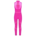 thumbnail image 3 of iiniim Kids Girls Shiny Full Body Unitard Rhinestone One Piece Leotard Sleeveless Gymnastics Dancewear Hot Pink 6, 3 of 7