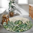 thumbnail image 4 of Round Area Rug 4ft, Summer Farm Tropical Leaves Non-Slip Non-Shedding Floor Mat, Watercolor Palm Leaf Washable Sturdy Carpet for Living Room Bedroom Home Decor, 4 of 9