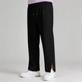 thumbnail image 4 of Duqingm Girls Sweatpants, Running Casual Sports Elastic Drawstring Waist Straight Leg Pants with Pockets (Black,11-12 Years), 4 of 7