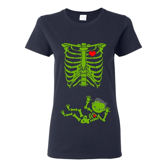 Ladies Baby Skeleton Frankenstein Halloween Horror Funny DT T-Shirt Tee