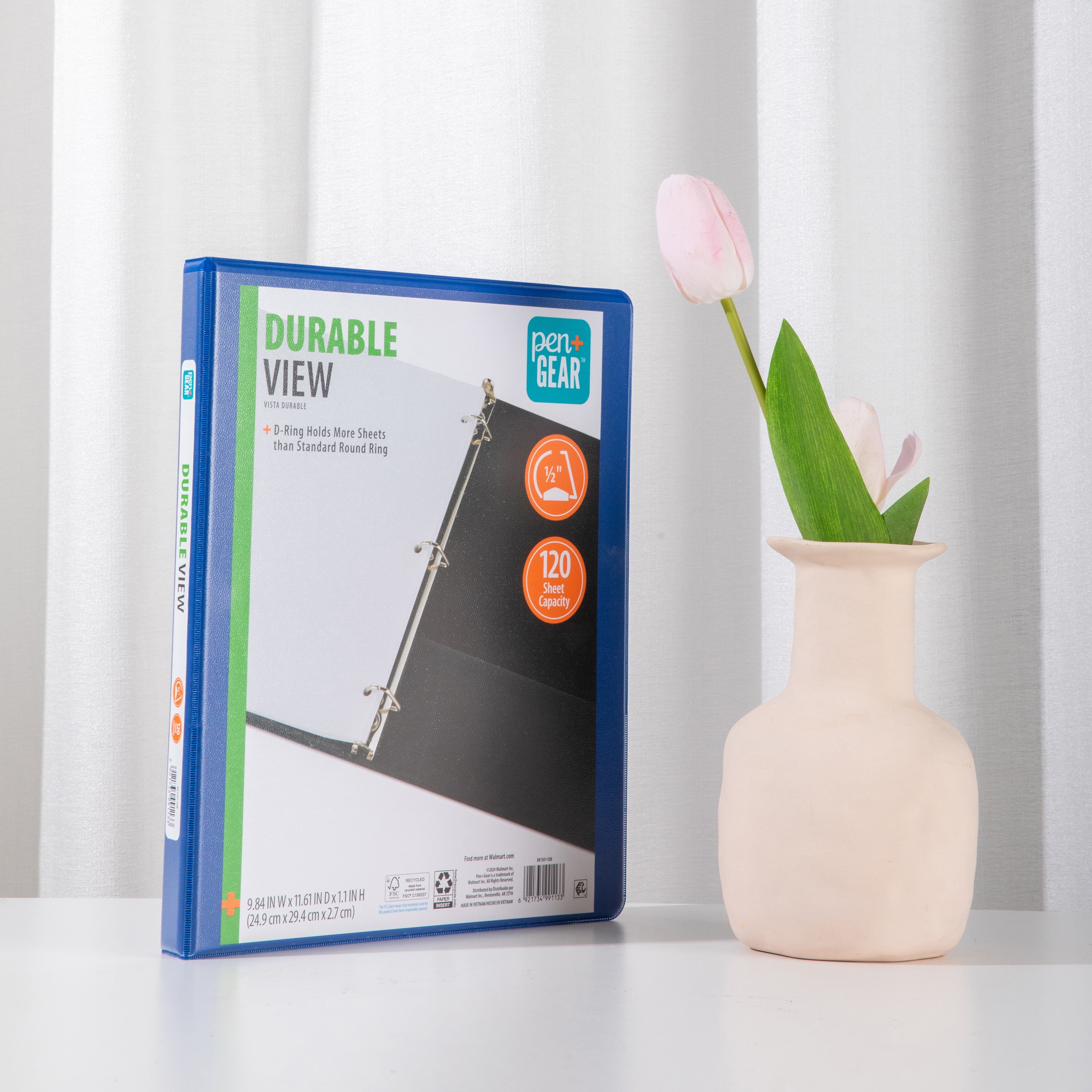 4 pack) Pen+Gear Durable View 1/2