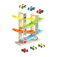 thumbnail image 4 of Juego de rampa para pista de autos de carreras, juego de vehículos de carreras para niños en edad preescolar 4 pistas, 4 of 9