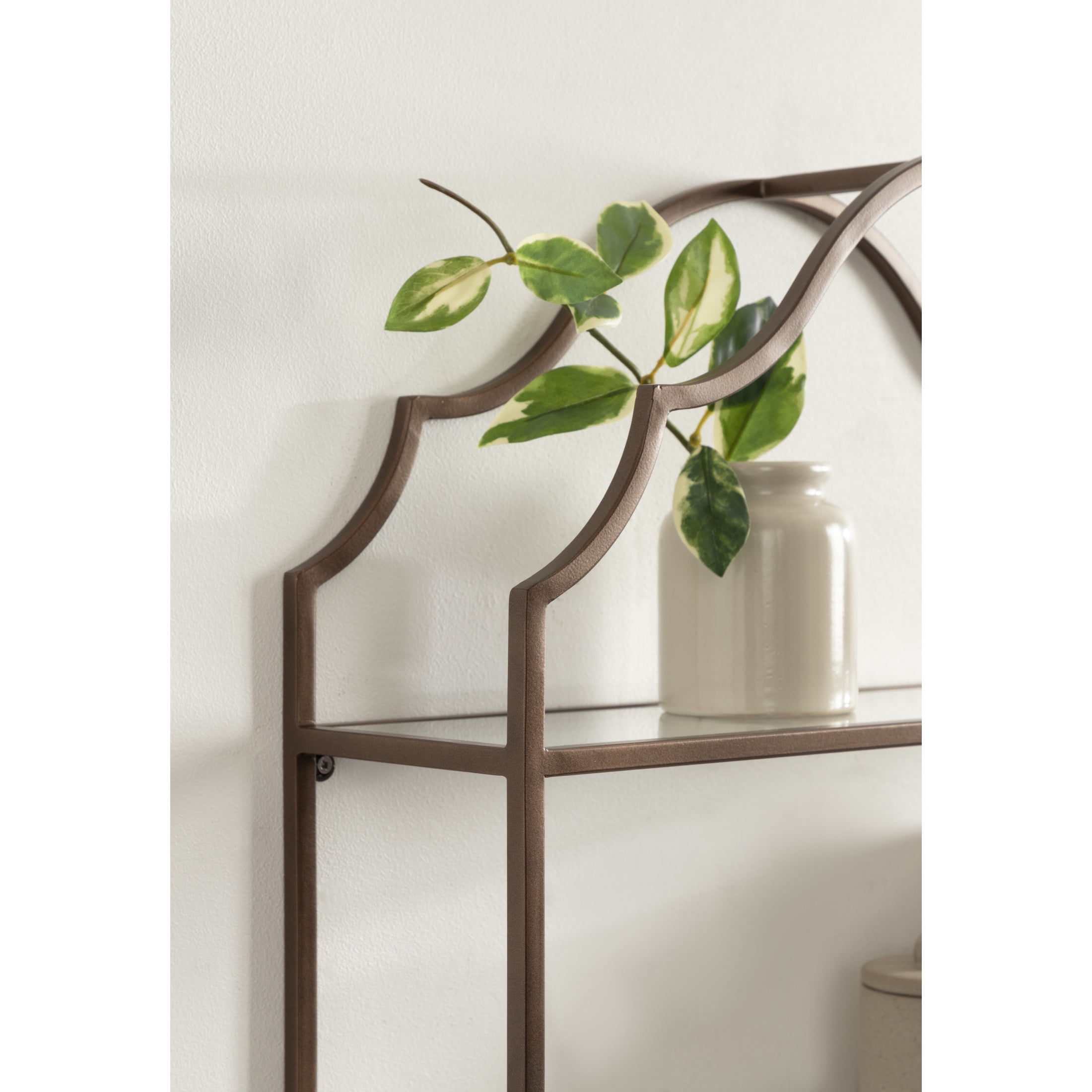 Kate and Laurel Leanna Scalloped Three-Tiered Wall Shelf, 20 x 6 x 32, Bronze, Decorative Floating Shelf Storage and Wall Organizer for Bathroom Over Toilet Storage or Display