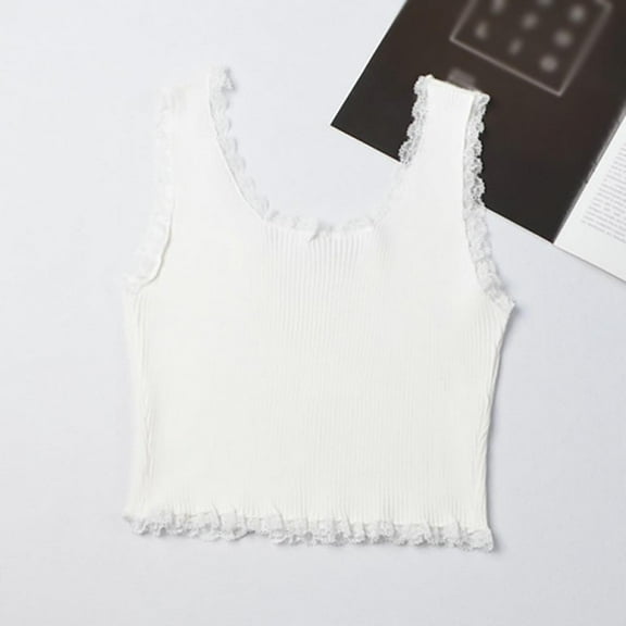 MAGAZINE Korean Style Sexy Lace Solid Color Crop Top Summer Beach Average Size
