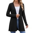 thumbnail image 3 of Thin Cardigan Zaewscy Women's Solid Color Long Sleeve Open Front Cardigan Jacket Black XXL, 3 of 7