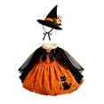 thumbnail image 2 of 2 Pcs Halloween Witch Themed Dress and Hat Set for 19 to 23 Inch Porch Goose Statue Fall Yard Decor with Black Cat and Pumpkin Motifs, 13.78 Inch, Clear, 2 of 7