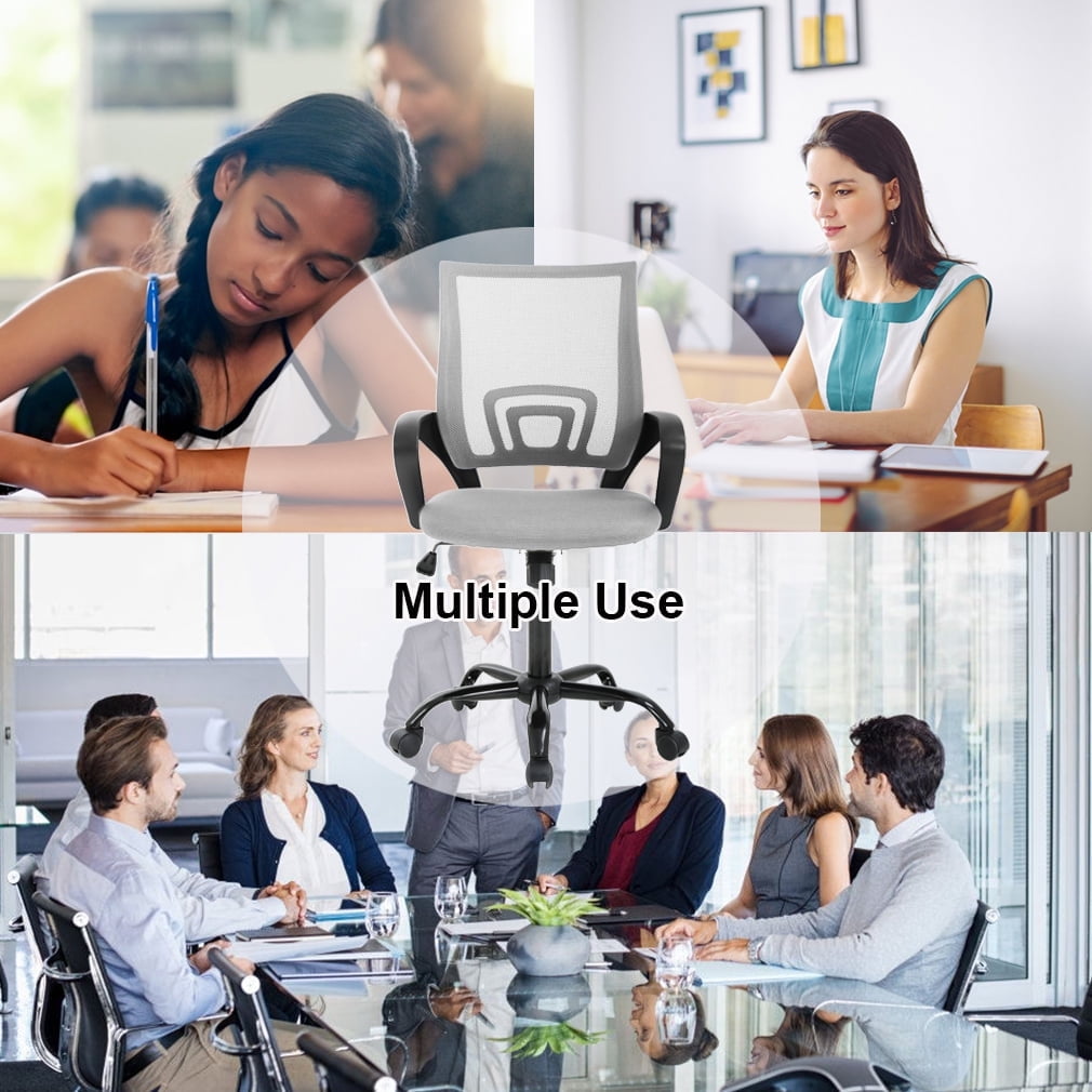 BestOffice Ergonomic Mesh Office Chair, Lumbar Support, Adjustable Height with Armrests for Adults, Teens, 2 Pack(Grey)