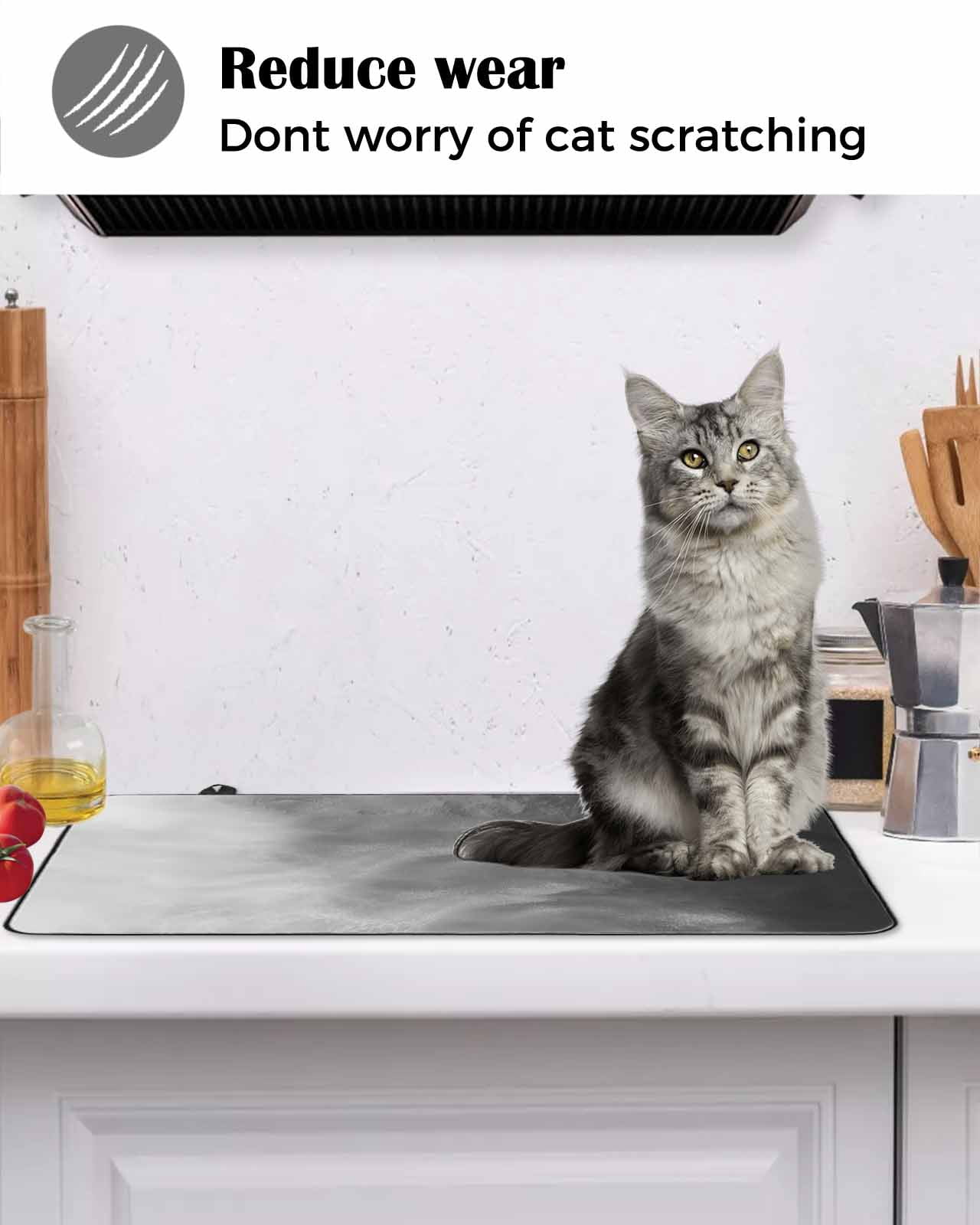 Large Induction Cooktop Protector Mat Black Grey Ombre Stove Top Covers for Electric Stove, Coastal Beach Modern Abstract Art Decorative Stove Burner Cover Mats, Glass Top Stove Cover