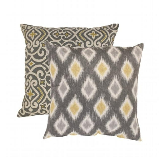 Pillow Perfect 476629 16.5 in. Damas et Rodrigo Coussins en Graphite - Lot de 2