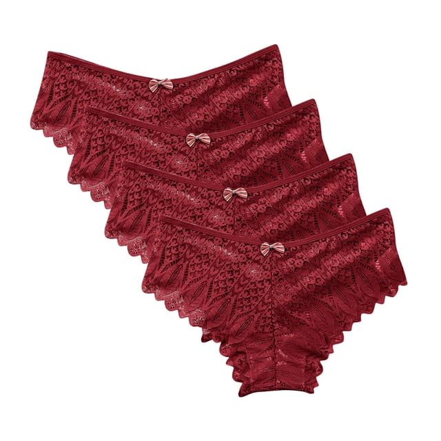 Hvobtty Culottes en Dentelle pour Femmes, Lingerie String en Dentelle, 4 Pcs