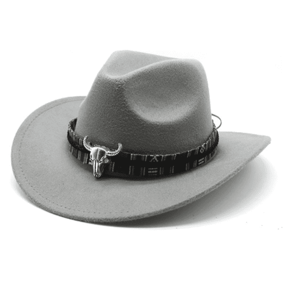 TELOLY Top Hat Western Horn Woolen Jazz Hat Fedora Hats for Men Men and Women Ethnic Style Large Brim Felt Hat Womens Hats,Gray