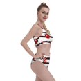 thumbnail image 4 of Daiia Ladybugs on Black and White Striped1 printed 2 piece Swimsuit Bikinis for Women High Waisted Racerback Bathing Suits Summer Tummy Control Scoop Neck Swimwear-Large, 4 of 8