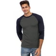 thumbnail image 2 of Men's Long Sleeve Crew Neck Baseball Shirt, Casual Dynamic Cotton Raglan T Shirts, Navy/Charcoal Gray 3XL, 1 Count, 1 Pack, 2 of 7