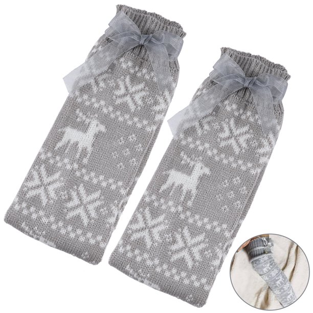 Bowknot Mujeres Tejer Sin dedos Niña Reno Navidad Muslo Leggings altos Calcetines Botas Medias Yuarrent PS11631-02