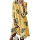 thumbnail image 3 of Vestido Mujer Vestido Estampado Vintage Manga 3/4 Paño De Cuello Redondo, Amarillo Hoja, XL Noticed AP002219-44, 3 of 5