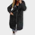 thumbnail image 2 of PNTUTB Fall Winter Women's Longline Coat Hooded Full Zip Outwear Soild Color Casual Loose Comfortable Trendy Coats with Pockets, 2 of 7