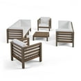 thumbnail image 3 of Frankie Outdoor 8 Seater Acacia Wood Sofa and Club Chair Set, Gray and White, 3 of 11