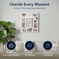 thumbnail image 6 of American Art Decor Picture Frame Collage Wall Clock - 10 Photo Display Slots (White, 19.25"x 21.5"), 6 of 8