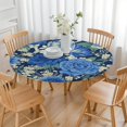 thumbnail image 3 of Pioneer Flower Floral Print Pattern Round Fitted Tablecloth with Elastic Edge,Dining Table Cover Waterproof,Outdoor Round Tablecloth for Camping,Dining,Indoor and Outdoor, 3 of 7