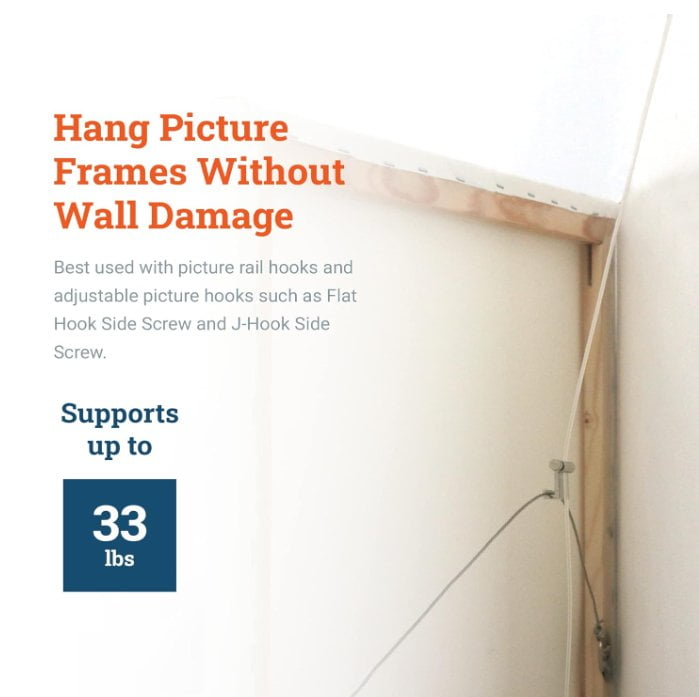 Picture Hang Solutions - 25-lb Capacity Nylon Loop Hanging Cables - 72-inch 2mm Hanging Wire - Gallery Hanging System (20 pieces per pack)