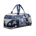 thumbnail image 2 of Bright Vintage Bus Canvas Duffel Bag, Recreational Embroidered Quilted Weekender Bag for Women, Large Capacity Travel Tote with Handles, 2 of 3