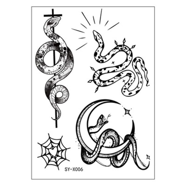 Pegatinas de tatuaje, tatuaje temporal para hombres, mujeres y adultos. Mamba, flor, marca, serpiente de la muerte. Pegatinas de tatuaje temporales.