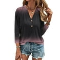 thumbnail image 2 of Enjoytime Shirt Tops for Women Trendy Fall and Winter 3/4 Sleeved V-Neck Casual Top Button Down Color Block Womens Blouses, 2 of 5