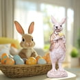 thumbnail image 6 of Easter Farmhouse Bunny Resin Ornament - Cute Rabbit Figurine for Living Room Home Tabletop & Gifting, Idyllic Easter Decor, Spring Holiday Resin Accent for Home & Office Display, 8*2.3*2in, Gold, 6 of 7