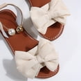 thumbnail image 6 of KIJBLAE Plus Size Women's Bow Decor Casual Flat Sandals, Solid Round Open Toe Minimalist Style, Soft Lightweight Daily Summer Shoes Beige 40, 6 of 9