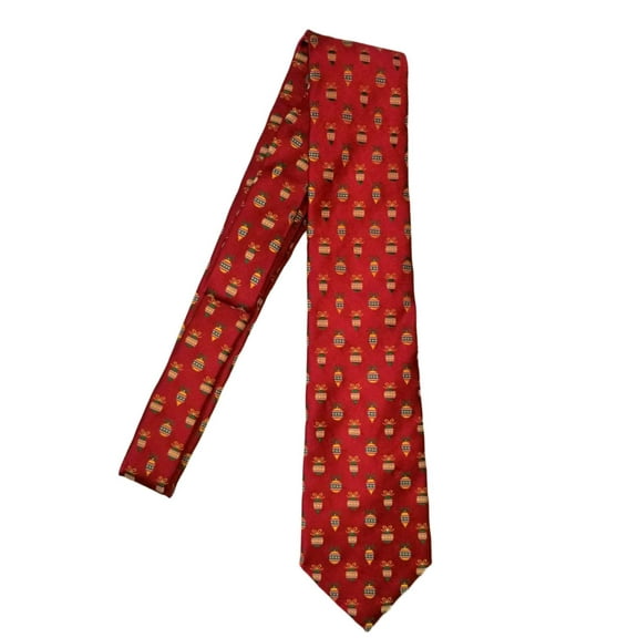 Men's Red Christmas Ornament Neck Tie Holiday Necktie