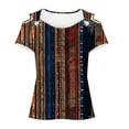 thumbnail image 5 of Viikei Summer Essential Short Sleeve Blouse - Women's Tops,Women's New Short-sleeved Off-the-shoulder Cutout Casual Printed Multicolor M, 5 of 5