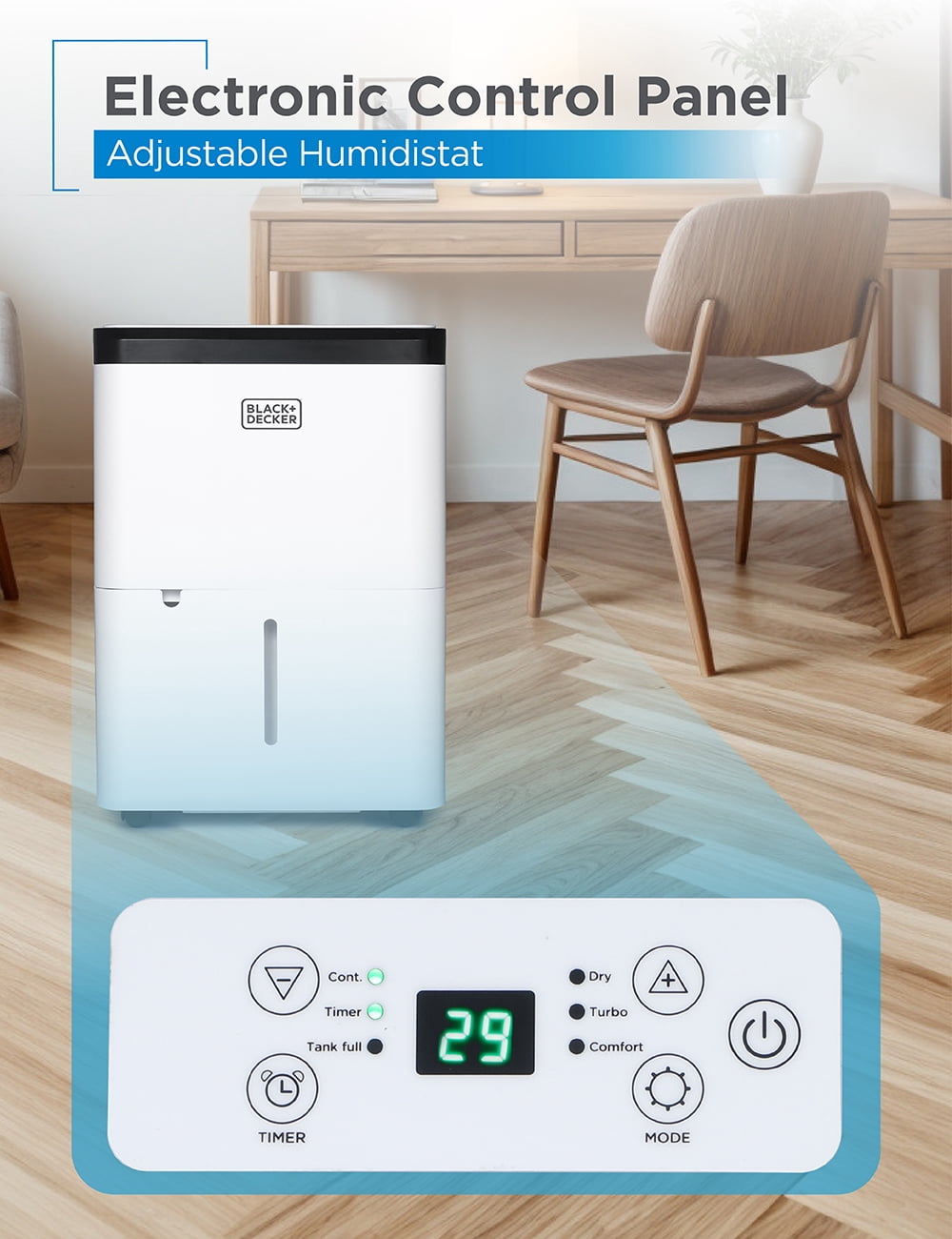 Black + Decker 9 Pint per Day Dehumidifier,BDT08TW