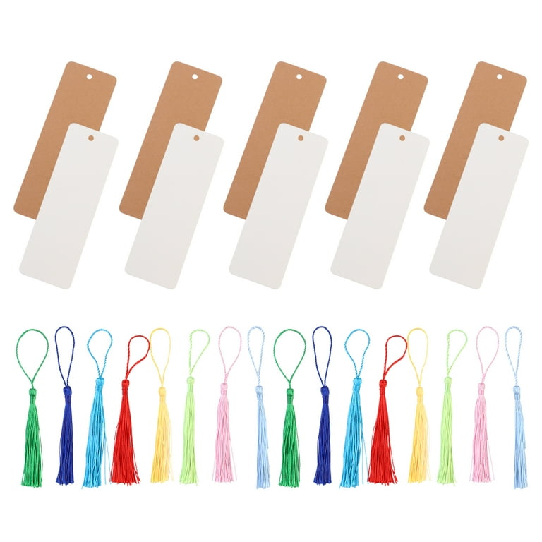 DIY Book Mark Making Kit Blank Cardstock Bookmarks with Tassels for Crafts  Stationery Tags 