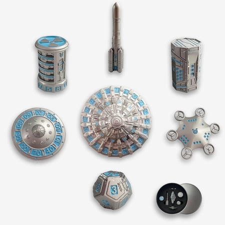 UFO Metal Dice Set for DND, Sci-Fi Polyhedral Dice for Dungeons & Dragons, Tabletop RPG Metal Dice Gift for Players & Collectors,Silver