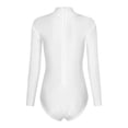 thumbnail image 4 of Alvivi Women's Solid Gymnastic Leotard Long Sleeve Bodysuit Tops for Exercise Acrobatics Dance White M, 4 of 7