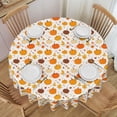 thumbnail image 1 of Round Tablecloth Pumpkin Leaf Fall Thanksgiving 60 Inch Table Cover for Dining Polyester Cloth with Scalloped Edges Stain Resistance Kitchen Picnic Party Restaurant Decoration, 1 of 6