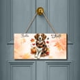 thumbnail image 2 of Hello Fall Brittany Spaniel Scarf Welcome Autumn with Leaves Pumpkins Landscape Wood Sign Brittany Dog Lover Gifts Idea Hanging Wall Home Decor - 00011, 2 of 5