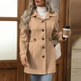 thumbnail image 2 of Wool Coats For Women Sevevn Womens Single Breasted Coat Long Sleeve Mid Winter Overcoat Work Office Pea Coats, 2 of 9